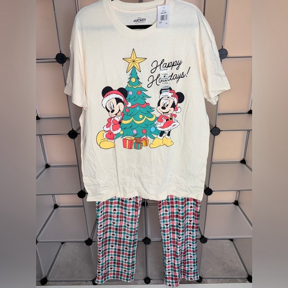 Disney Mickey & Minnie Christmas Adult Unisex Pajama Set Size XL NWT - Picture 2 of 6